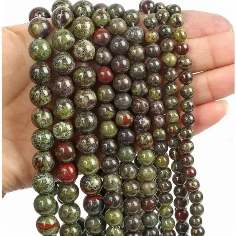 

15inch Fashion Natural Stone Dragon blood stone Charm Loose Bead DIY Round Beads Jewelry Accessories