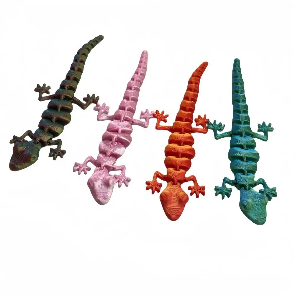 20Pcs Creative 3D Printed Gecko Model Simulation Lifelike Movable Joints Animal Model Rotatable Articulated 3D Printed Lizard