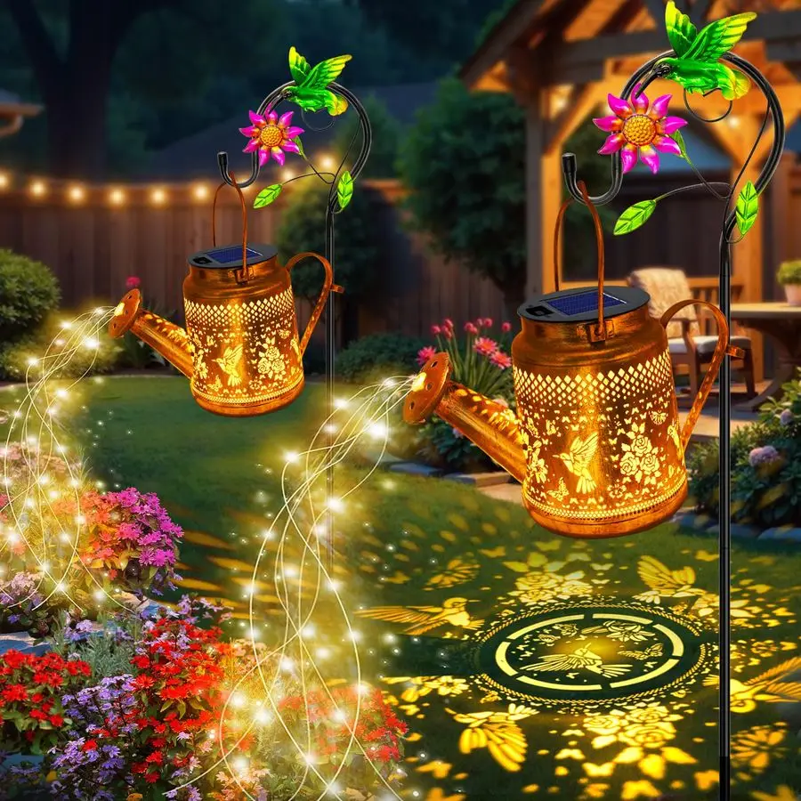 

Пакет солнечных фонарей для улицы, водонепроницаемая, лейка для колибри, садовый декор, подвесные солнечные фонари для двора, наружное патио