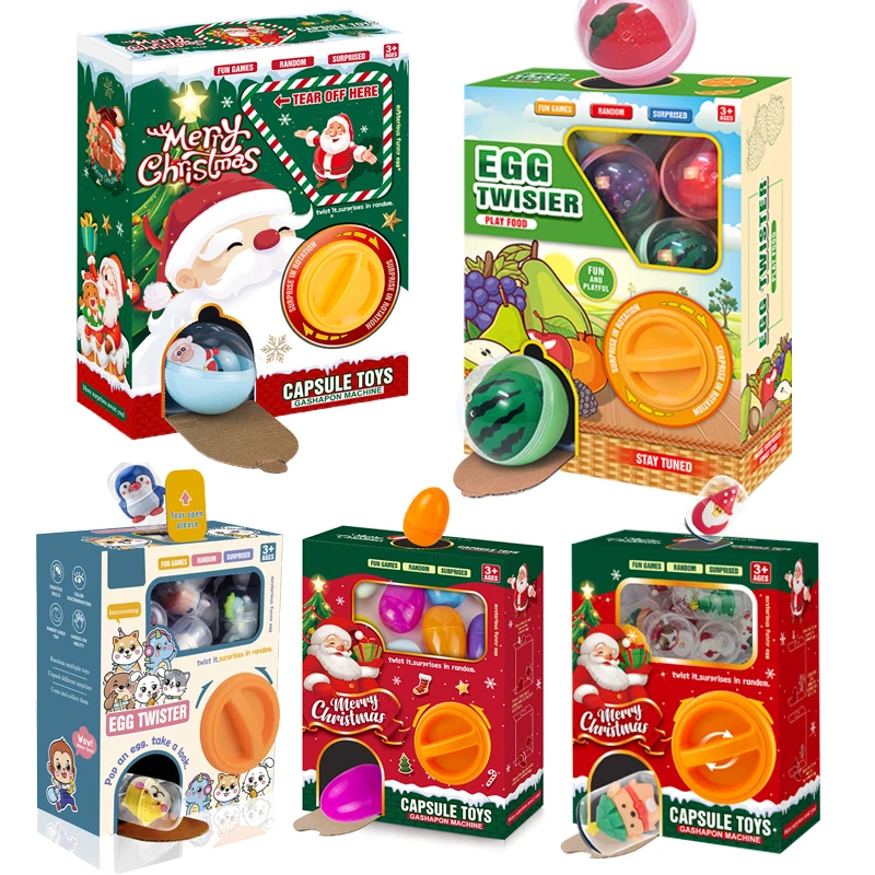 

Christmas Gashapon Blind Box with 6pcs Random Capsule Cute Egg Twisting Machine Food Play Xmas Dolls Capsule Kids Toy Gift