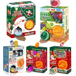 Boîte ennemi Gashapon de Noël pour enfants, capsule aléatoire, machine à tordre les œufs mignons, poupées de Noël, cadeau jouet, jeu de nourriture, 6 pièces