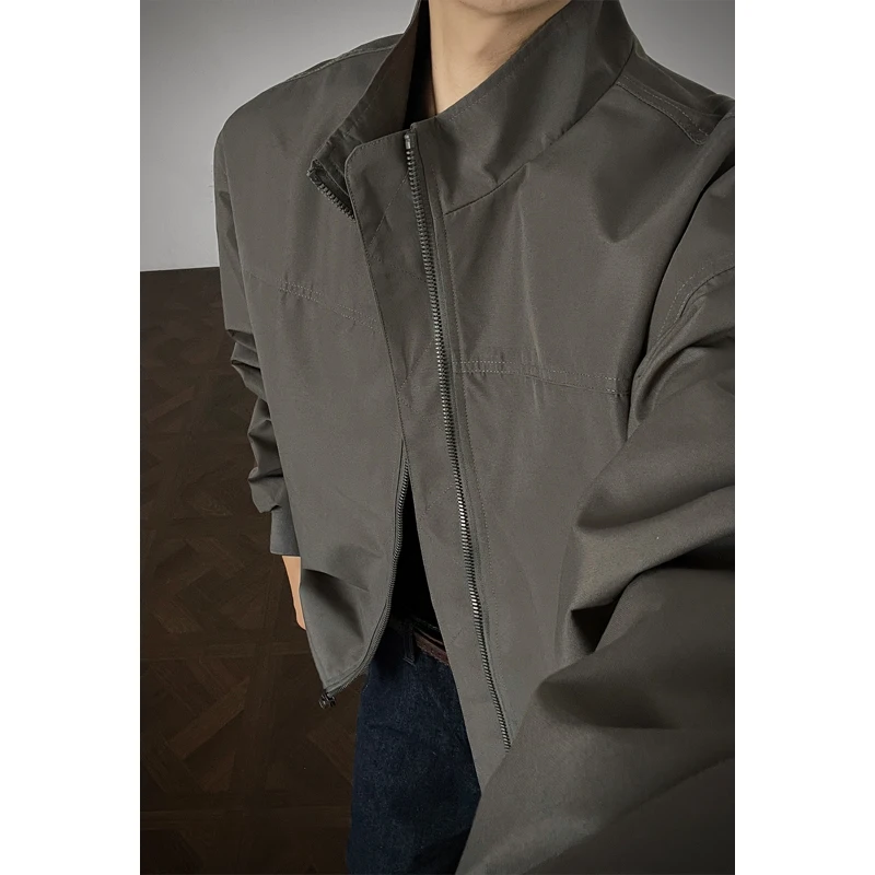 

Stand Jacket mens dproof Lightweight Thin Short Biker Style Motorcycle Jacket Solid Classic Autumn coat fall Fashion Casual
