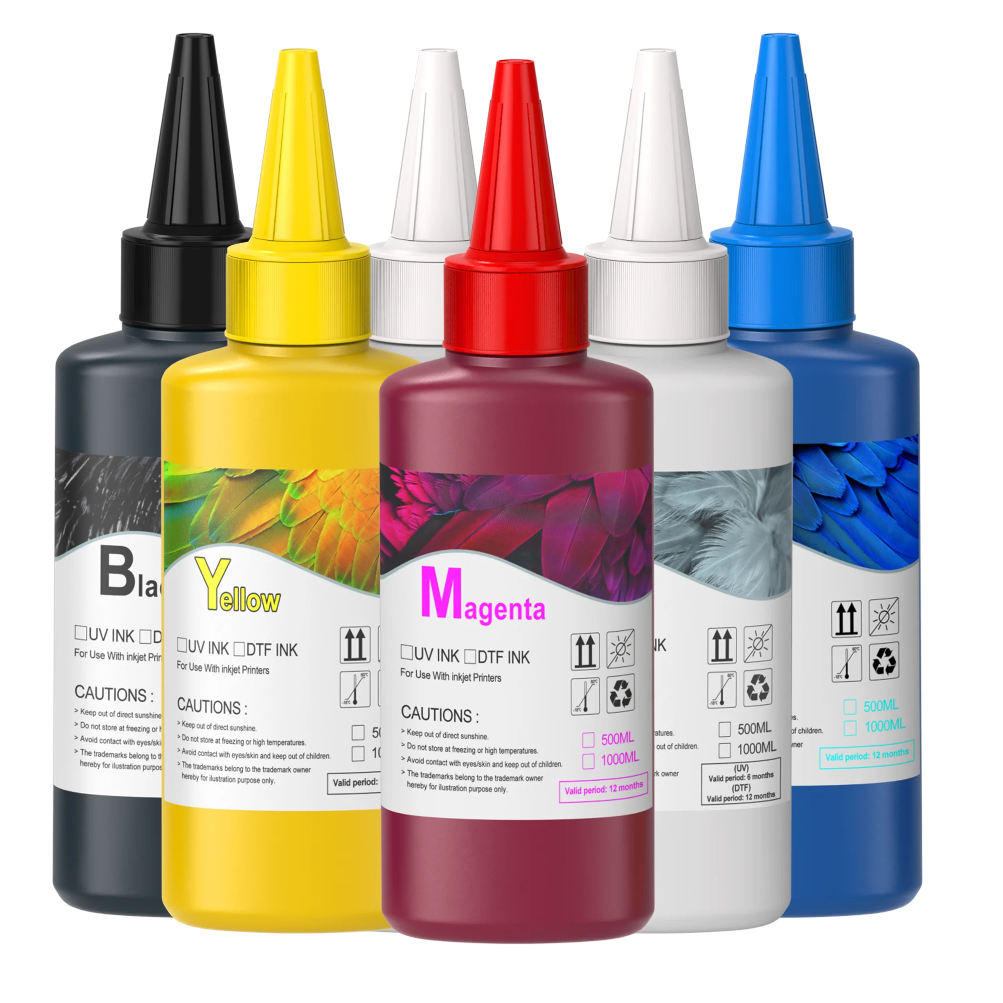 100ML*6 DTF Ink Kit 1KG DTF Powder Hot Melt Adhesive For T-shirt Transfer Printing For Epson L805 L1800 XP600 DTF Printer Ink