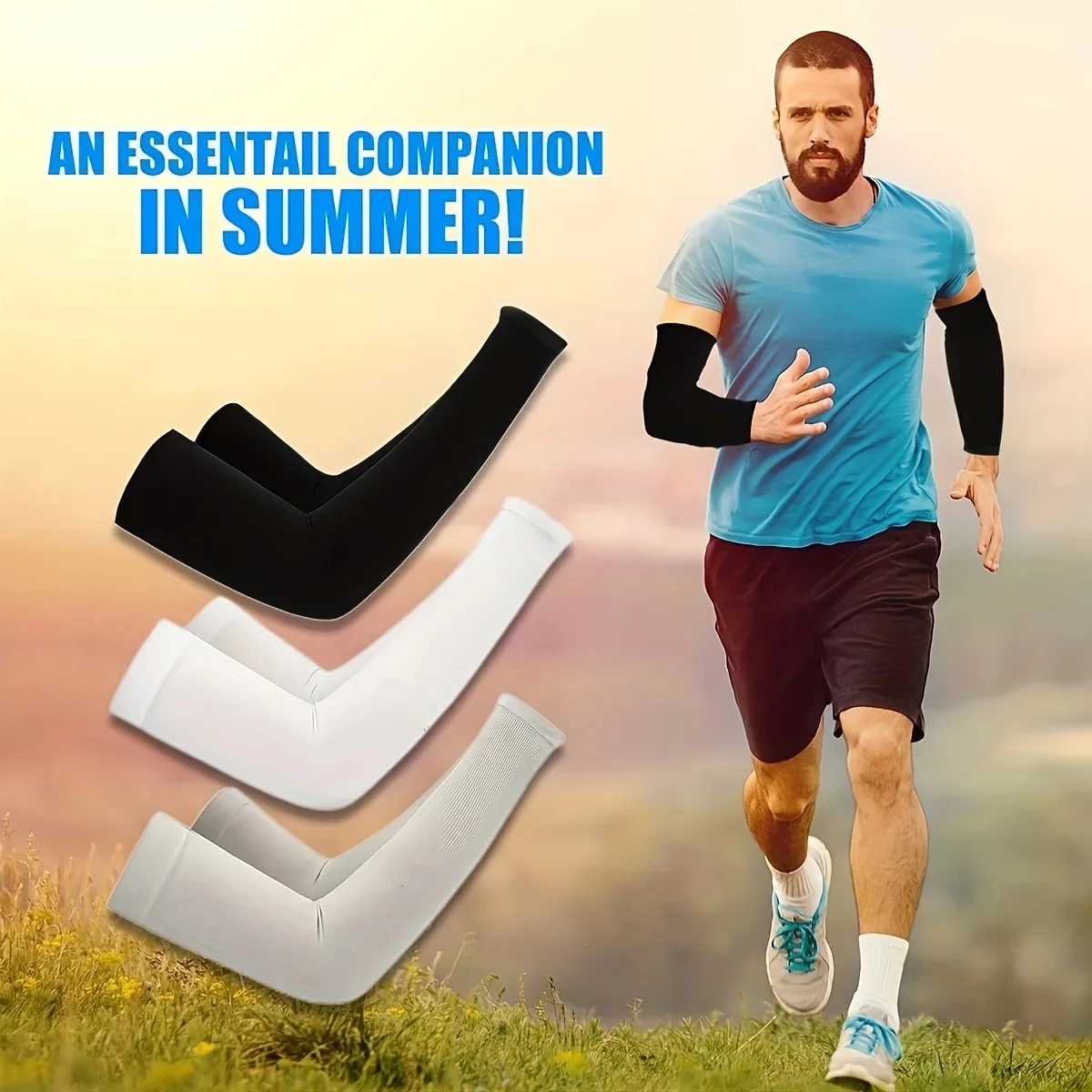 Unisex Arm Sleeves for Men Women Breathable Sweat-absorbing Sleeves Sports Sleeves UV Sun Protection Arm Cover Ice Silk Sleeves