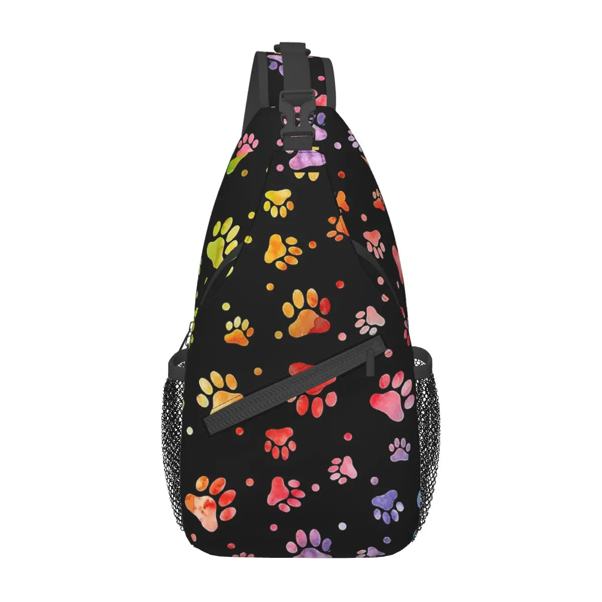 

Paw Watercolor Colorful Sling Bags Chest Crossbody Shoulder Sling Backpack Travel Hiking Daypacks Dog Men Women School Bags