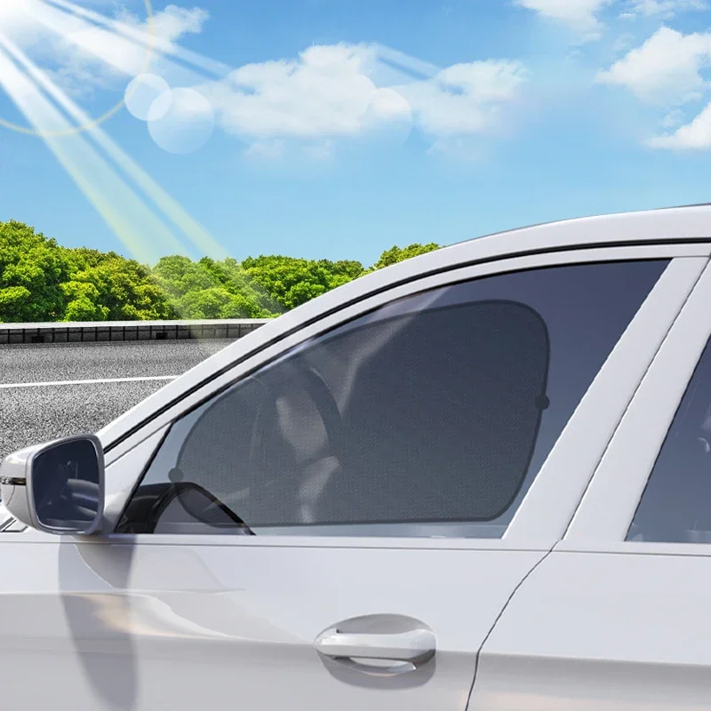 kkjoy 2PCS Car Front Rear Window Sunshade UV Protection Cover Black Sun Shield Summer Auto Accessories