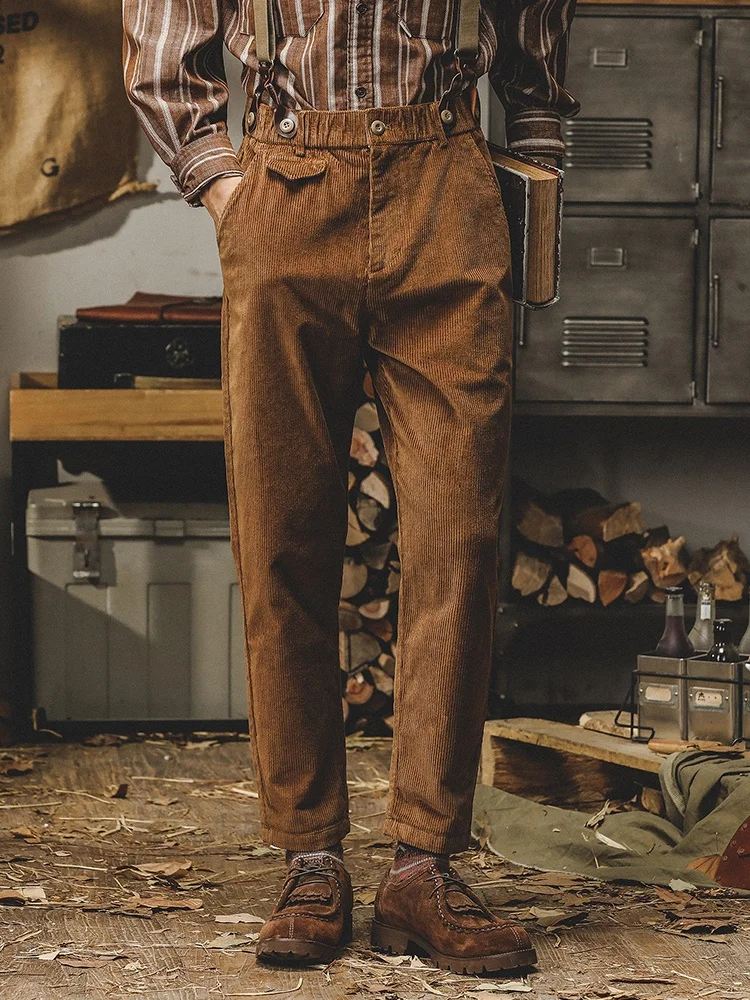 

Винтажные вельветовые комбинезоны Jieren, мужские весенне-осенние свободные повседневные брюки с конусом и застежкой-молнией, прямые брюки со средней талией