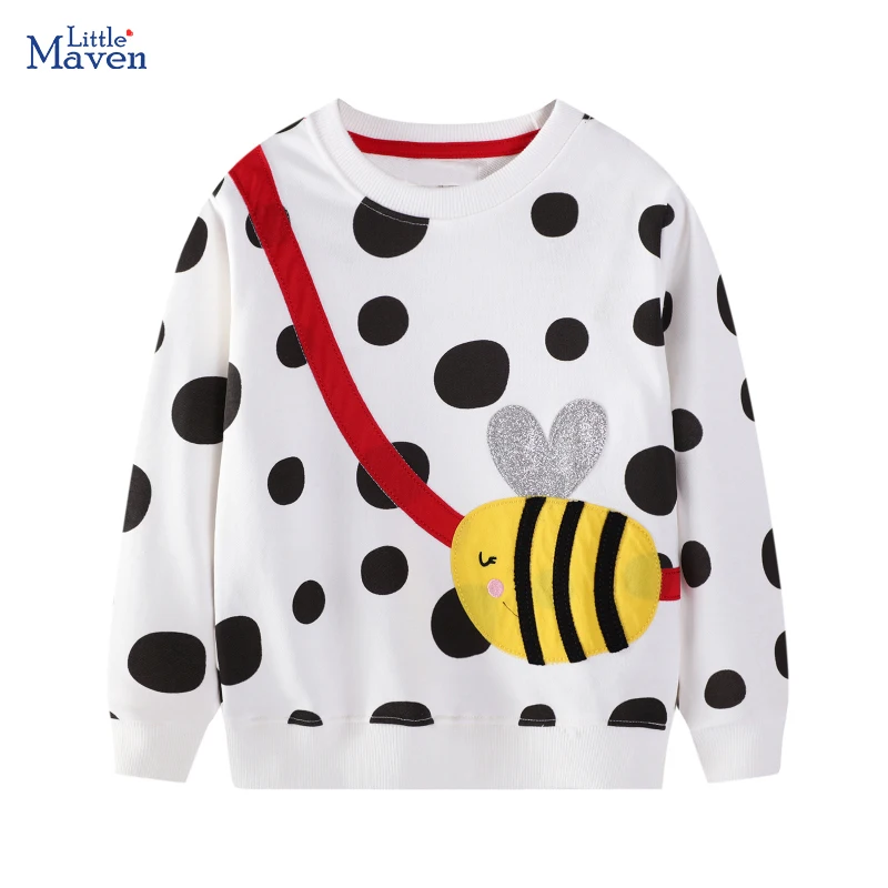 Little Maven Kinder Sweatshirts Herbst Frühling Mädchen Langarm Sweatshirts Tier Bienen Tasche Design Kinderkostüm für Mädchen
