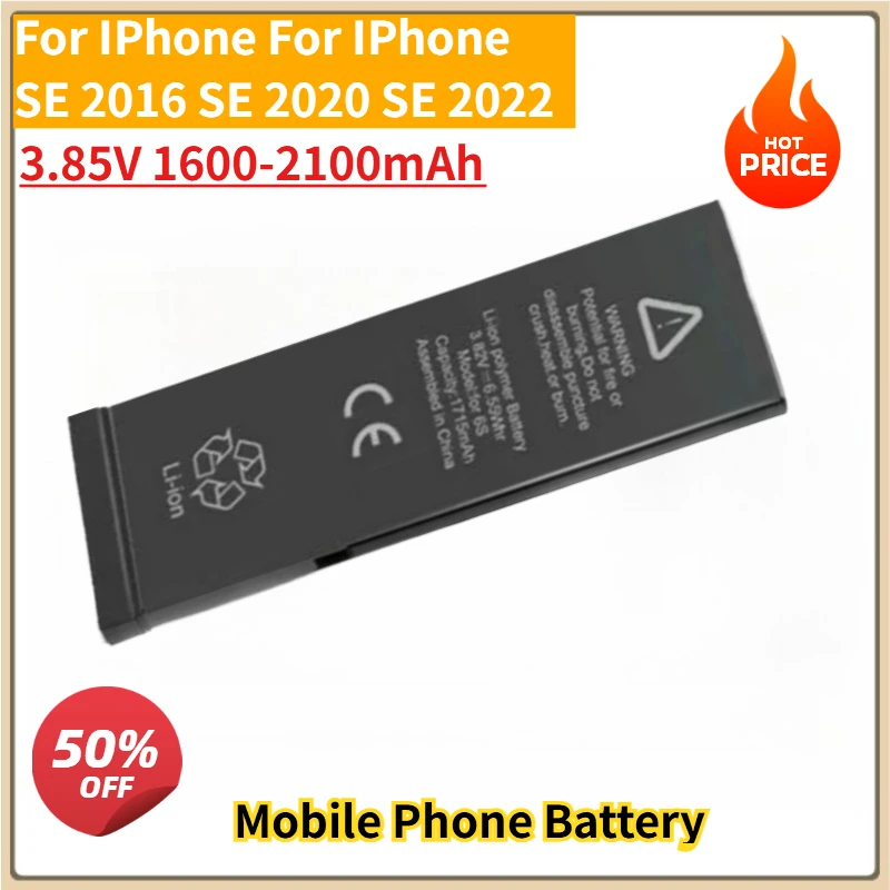 

New High-quality Mobile Phone Battery 3.85V 1600-2100mAh for IPhone SE 2016 SE 2020 SE 2022