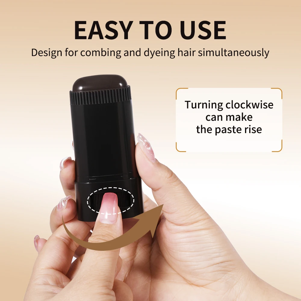 Waterproof 2in1 Hair Dye Stick with Comb Sweat Proof Black Brown Coffee Long Lasting Temporary Hair Coloring Hairline Pen view 3