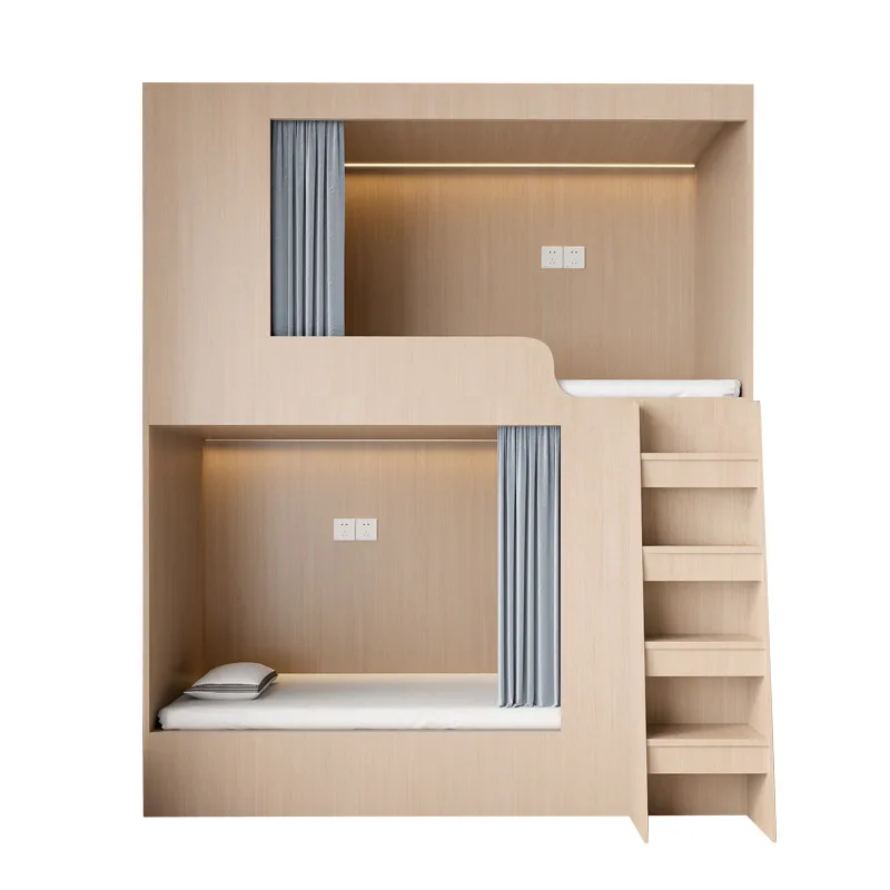 

High and low bed staff dormitory school bunk bed adult space capsule wrought iron small apartment bed