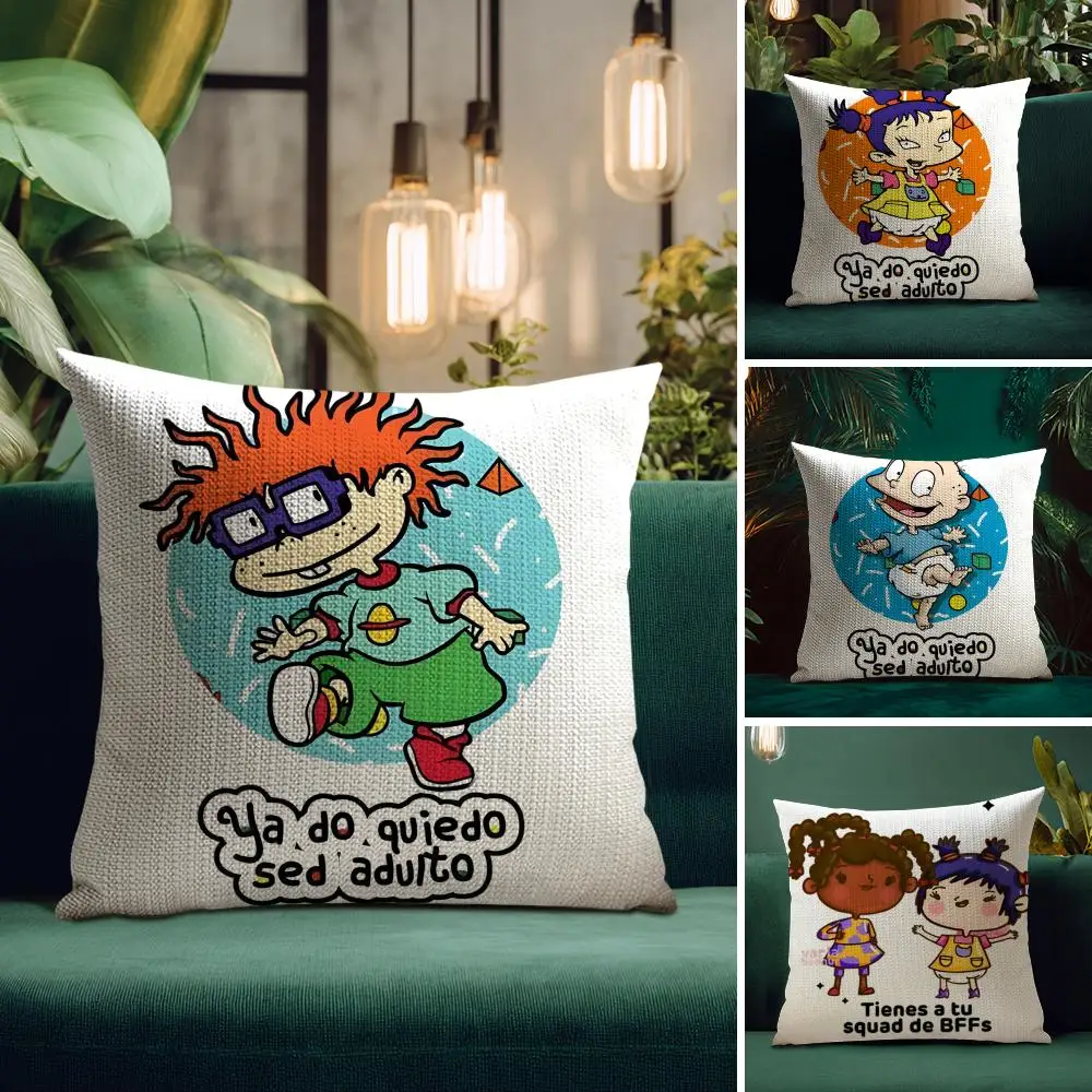 Cartoon R-Rugrats Cushion Cover Natural Linen Pillow Case Double-Sided Print Decorative Sofa Pillowcase Home Decor Gift