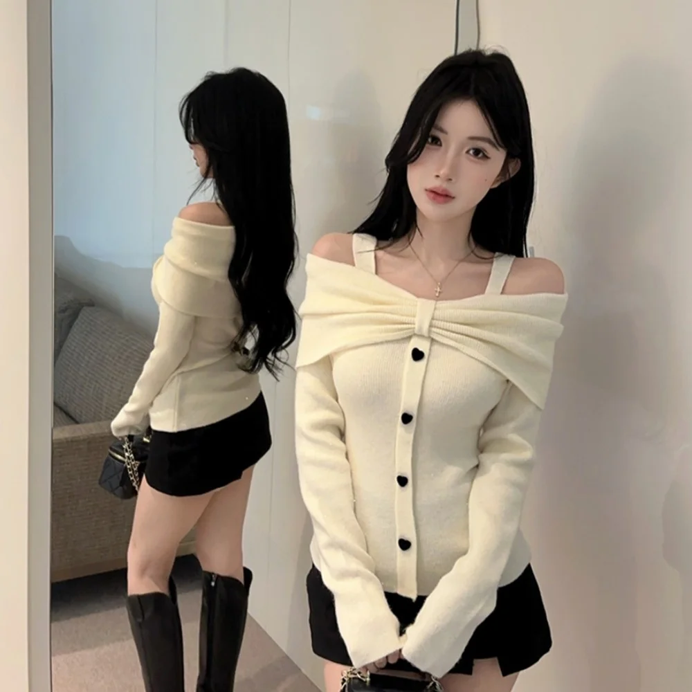 

Сексуальная футболка на одно плечо, женский облегающий вязаный свитер, милый дизайн, осень-зима, теплый длинный повседневный топ све