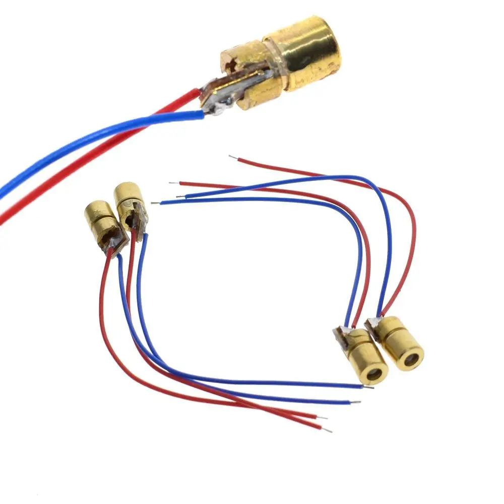 5 sztuk regulowany wskaźnik Mini Laser diodowy czerwona kropka laserowy Diod 6mm 3V/5V 5mW moduł 650nm wskaźnik miedziana głowica celowniczy