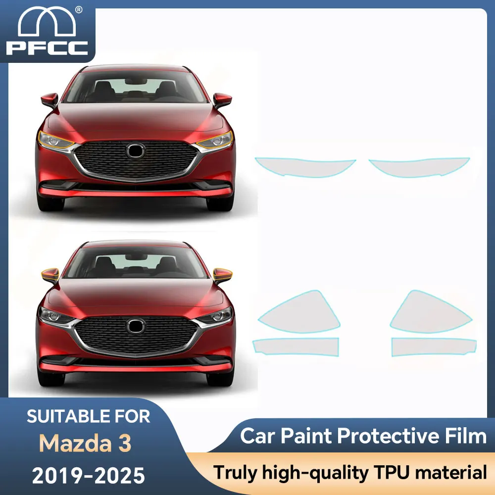 

8,5 мил для Mazda 3 2019-2025, автомобильные фары заднего вида B C, стойки, защитная пленка для краски из ТПУ, предварительно вырезанная защитная пленка для бюстгальтера PPF