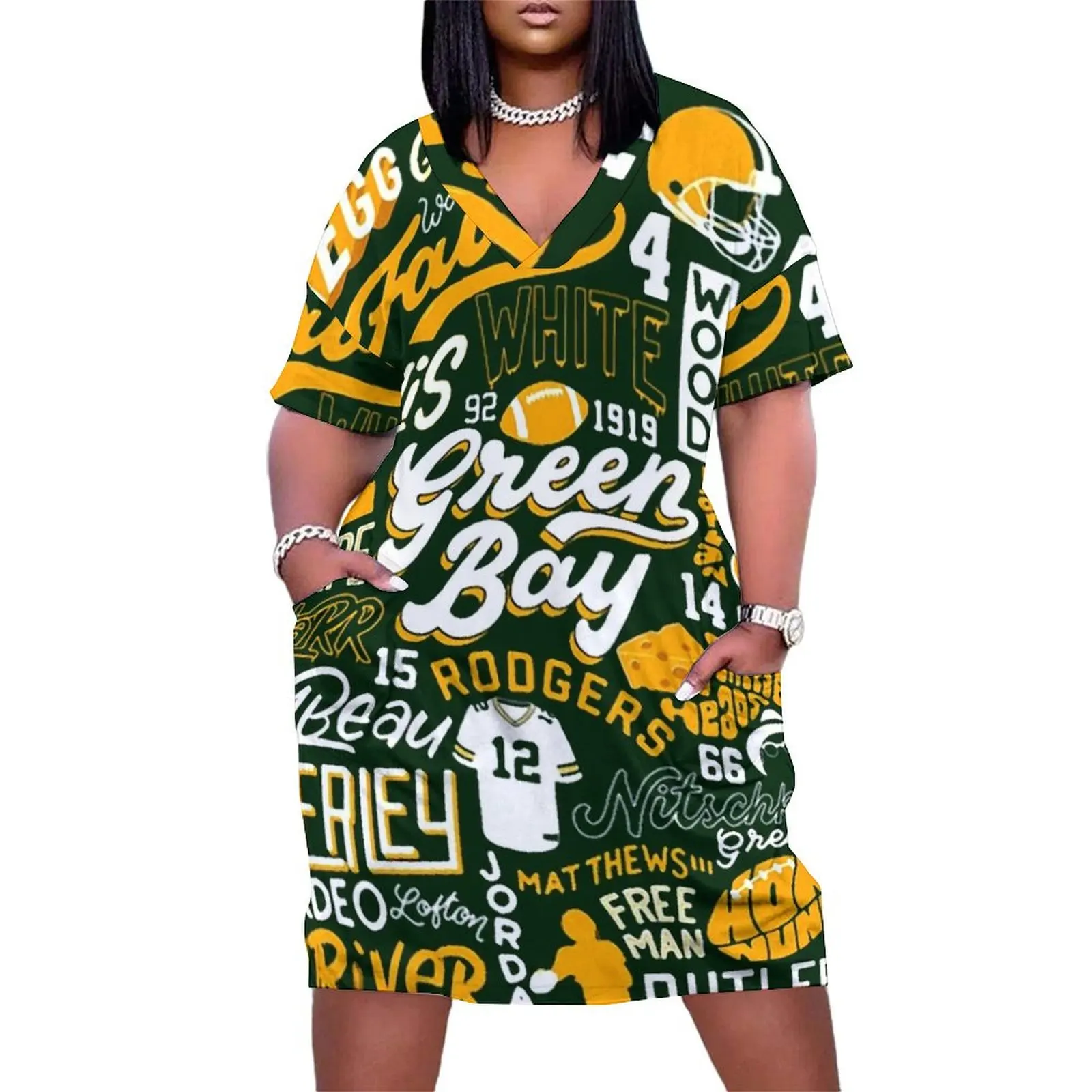 Green Bay Football Team Legend Typography Loose Pocket Dress summer clothes prom dresses