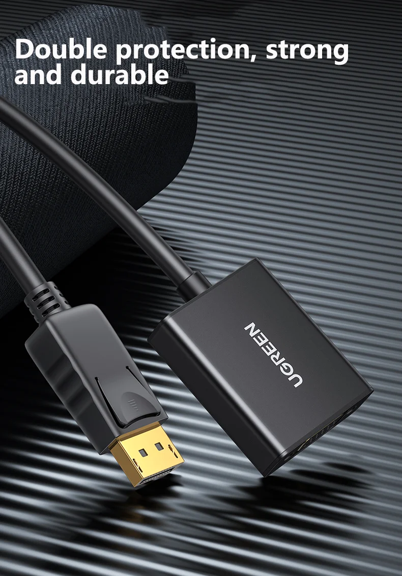 유그린 디스플레이포트 to VGA 어댑터 4K 60Hz 남성 to 여성 DP to VGA 컨버터 비디오 디스플레이 케이블