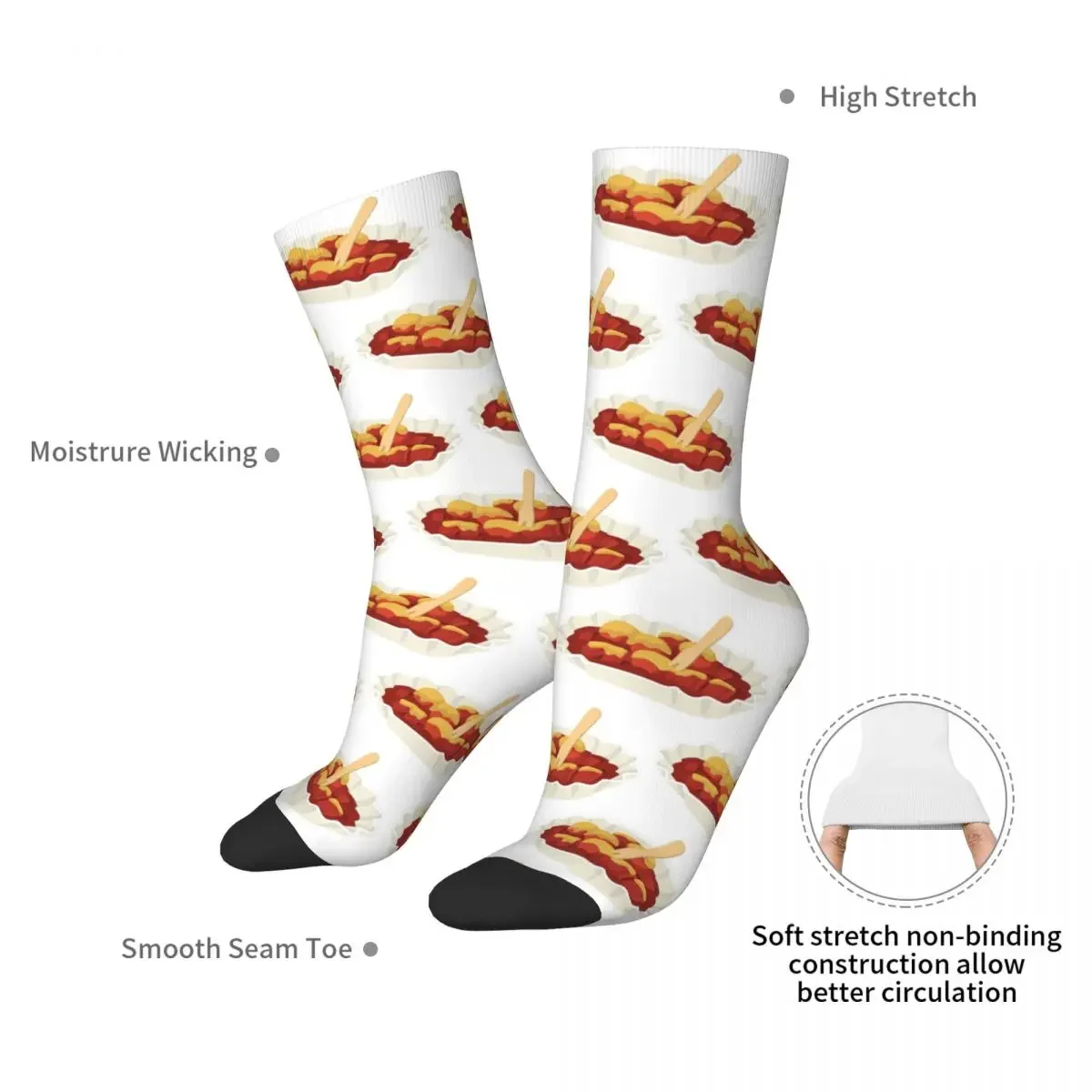 Currywurst Eating Fast Food Foodie Socks Harajuku Super Soft Stockings All Season Long Socks Accessories for Unisex Gifts