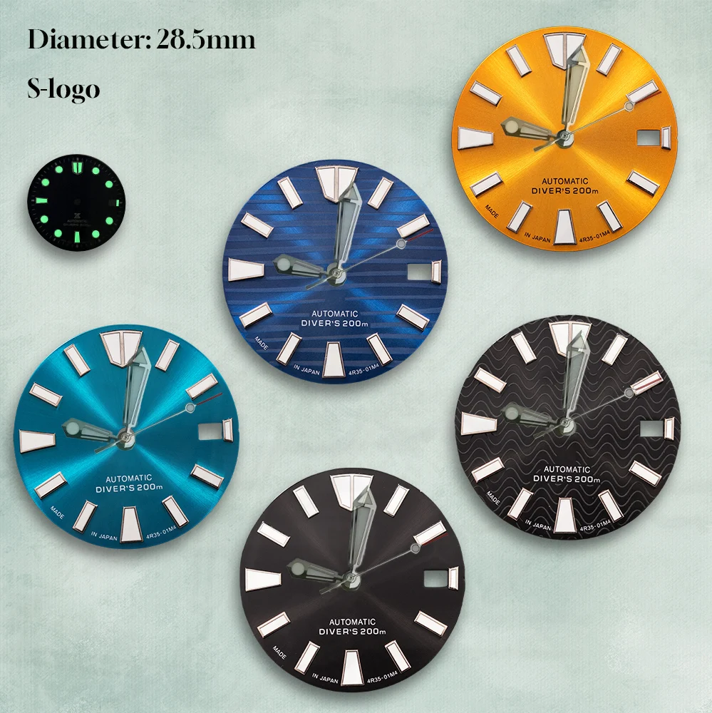 

Modern Stripe Dial 28.5mm for NH35/NH36 | Clean Lines, C3 Green Luminous, S Logo | Premium Watch Modification Accessories