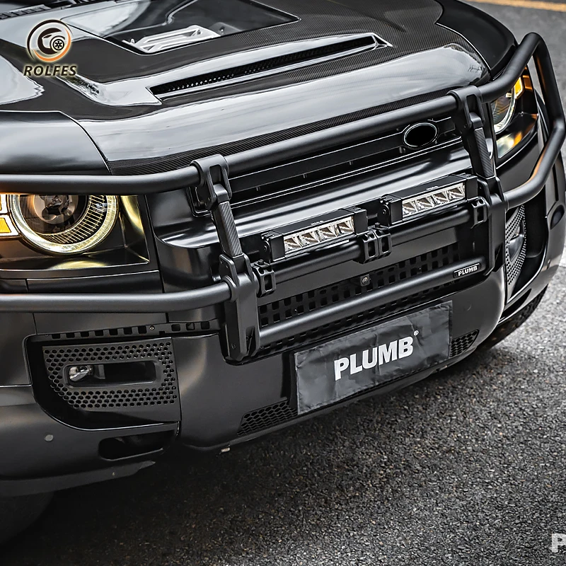 ROLFES Plumb Aluminum Front  Bumper Bull Bar Guard Bump-resistant Off-road Retrofit For Land Rover Defender 90/110/130