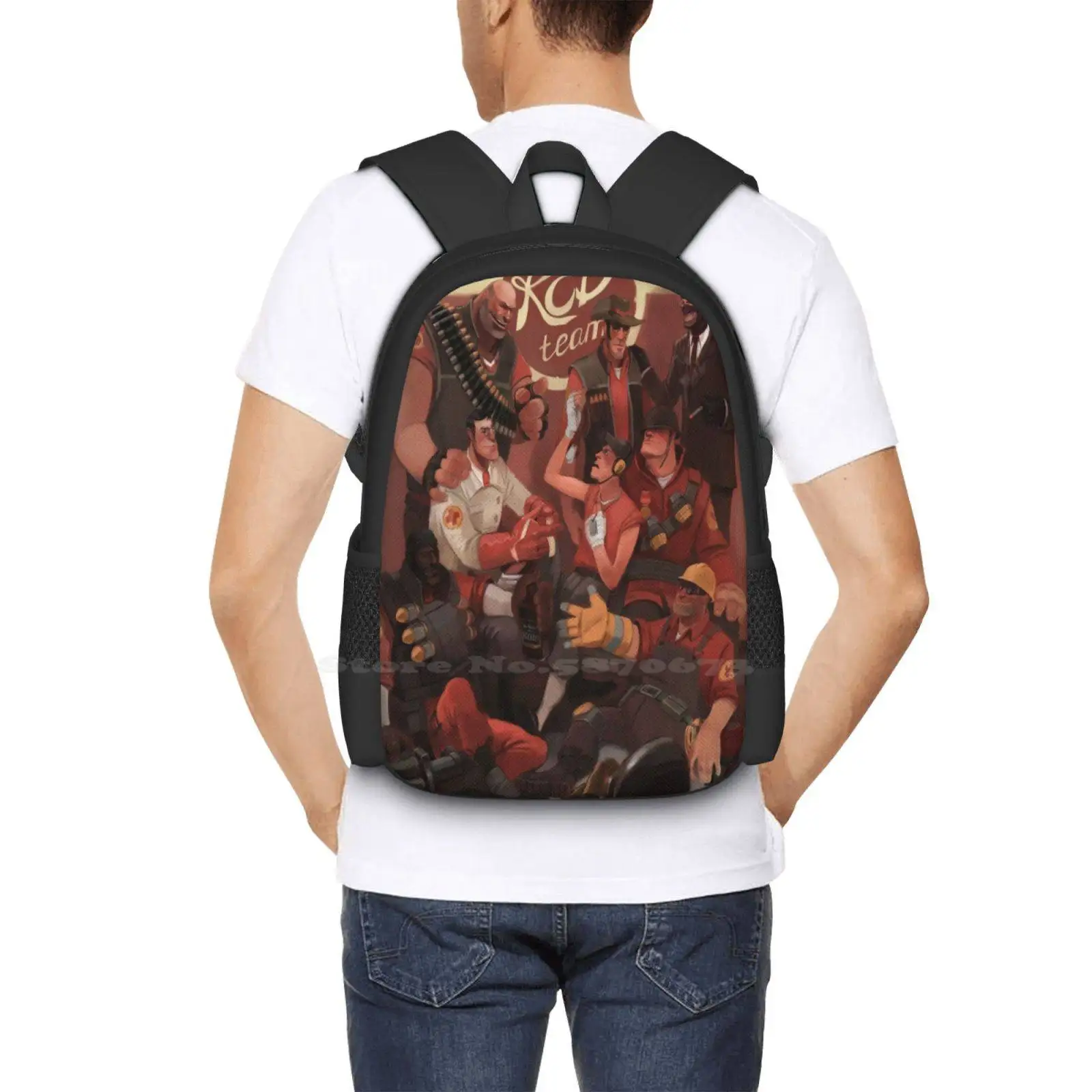 Team Fortress 2 Red Team Artwork Hot Sale Schoolbag Backpack Fashion Bags Tf2 Team Fortress 2 Valve Engineer Spy Heavy Medic