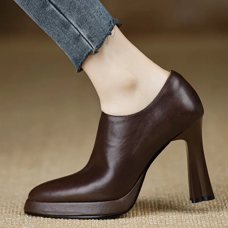 

High heeled women's 2025 spring new style European and American style thick heeled fashion shoes for women