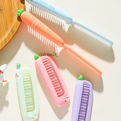 Cartoon Carrot Foldable Hair Comb Small Portable Detangling Brush Hair Cute Anti Static Hairdressing Plastic Hair Styling Tools