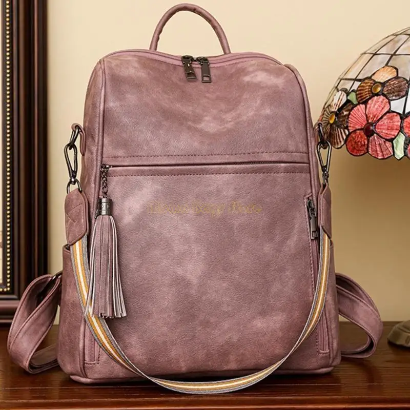 X90D Women Travel Backpack Large Capacity Backpack Student School Bookbags City Backpack Shoulder Bag PU Leather Backpack