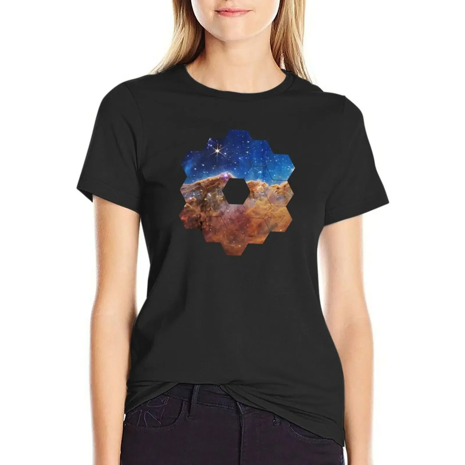 

Cosmic Cliffs, Carina Nebula, NGC 3324 (James Webb/JWST) — space poster T-shirt Blouse Female clothing tight shirts for Women