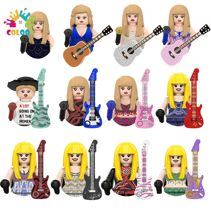 

New Kids Toys Superstar Building Blocks 4 Side Printed Soldiers Mini Action Figures Guitar Model Toys For Kids Christmas Gifts