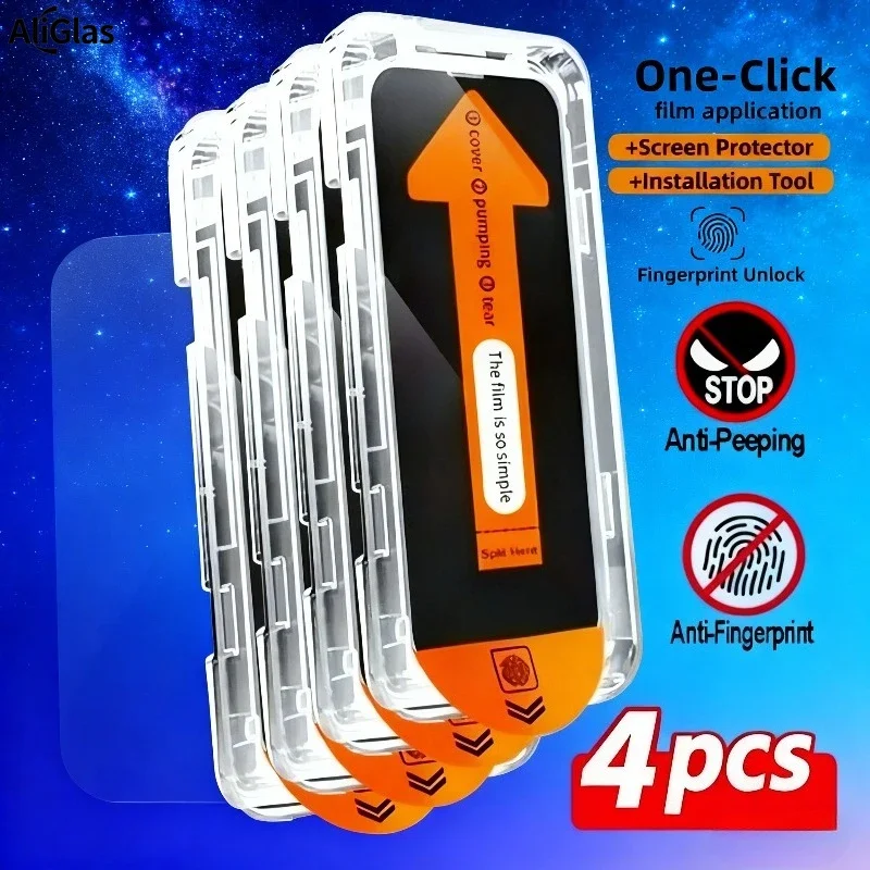 

4Pcs Anti Spy Tempered Glass for iPhone 17 16 15 14 Pro Max Air 16e 15 Plus 13 12 11 Pro XR XS Max Dust Free Installation Glass