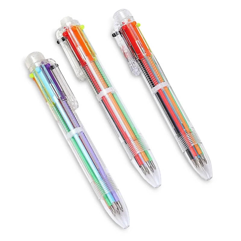 Stylo à bille multifonction 6 en 1 multicolore, 0.5mm, nouveauté, cadeaux pour enfants, bureau, école