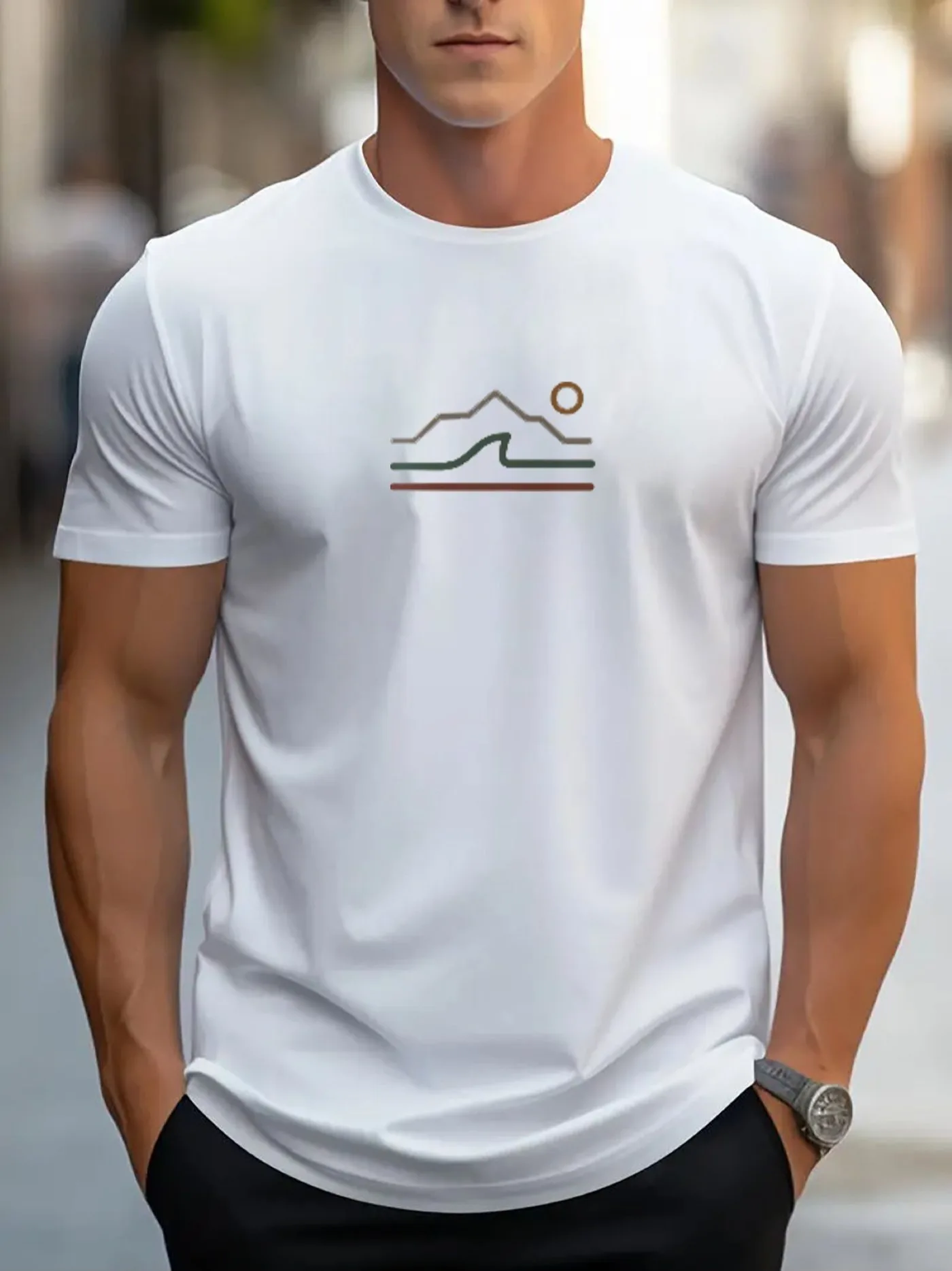 Men Casual Short Sleeve Tee 1 Pcs 100% Heavy Cotton - Comfortable Crew Neck, Soft Adorable Tees Tops