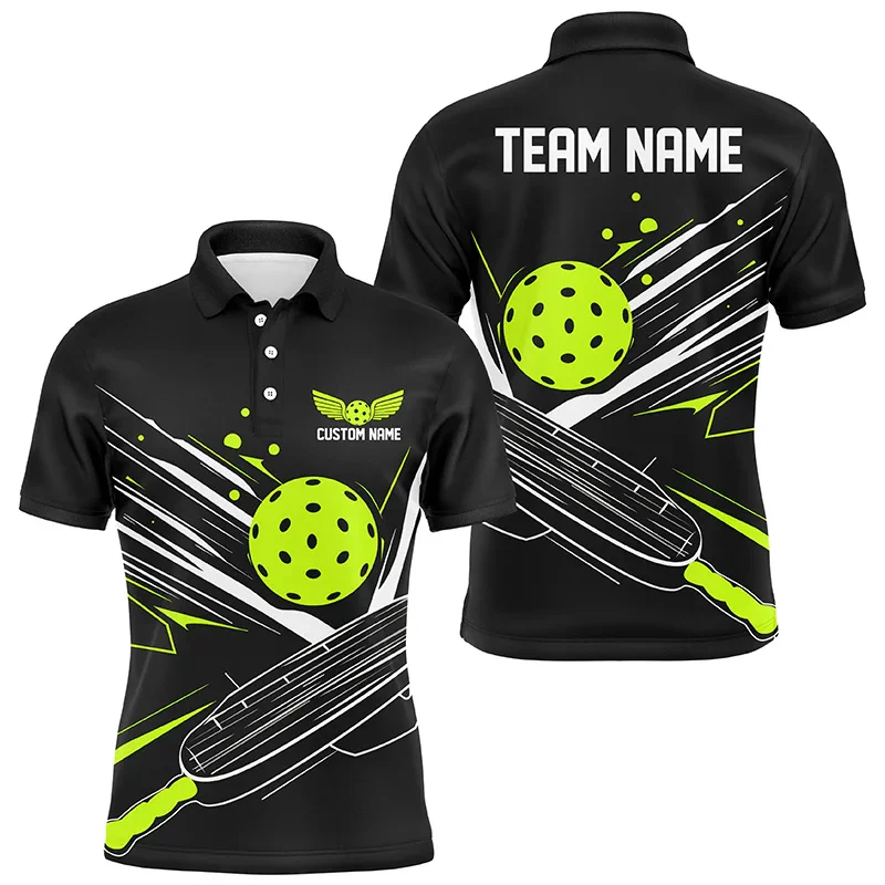 

Pickleball Polo Shirt For Men Custom Name Multi-Color Pickleball Shirts Summer Sports Players League Team Short Sleeve Tee Shirt