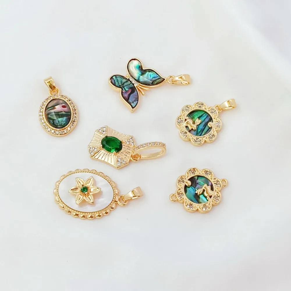 14K Gold-plated Black Shell Butterfly Rabbit Moon Oval Pendant DIY Bracelet Pendant Decoration