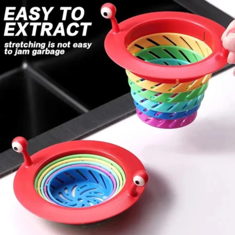 Little Monster Rainbow Strainer Anti-Clog Filter Mesh Collector for Bath Basin Floor Hair Fur Catcher Kitchen Sink Strainer