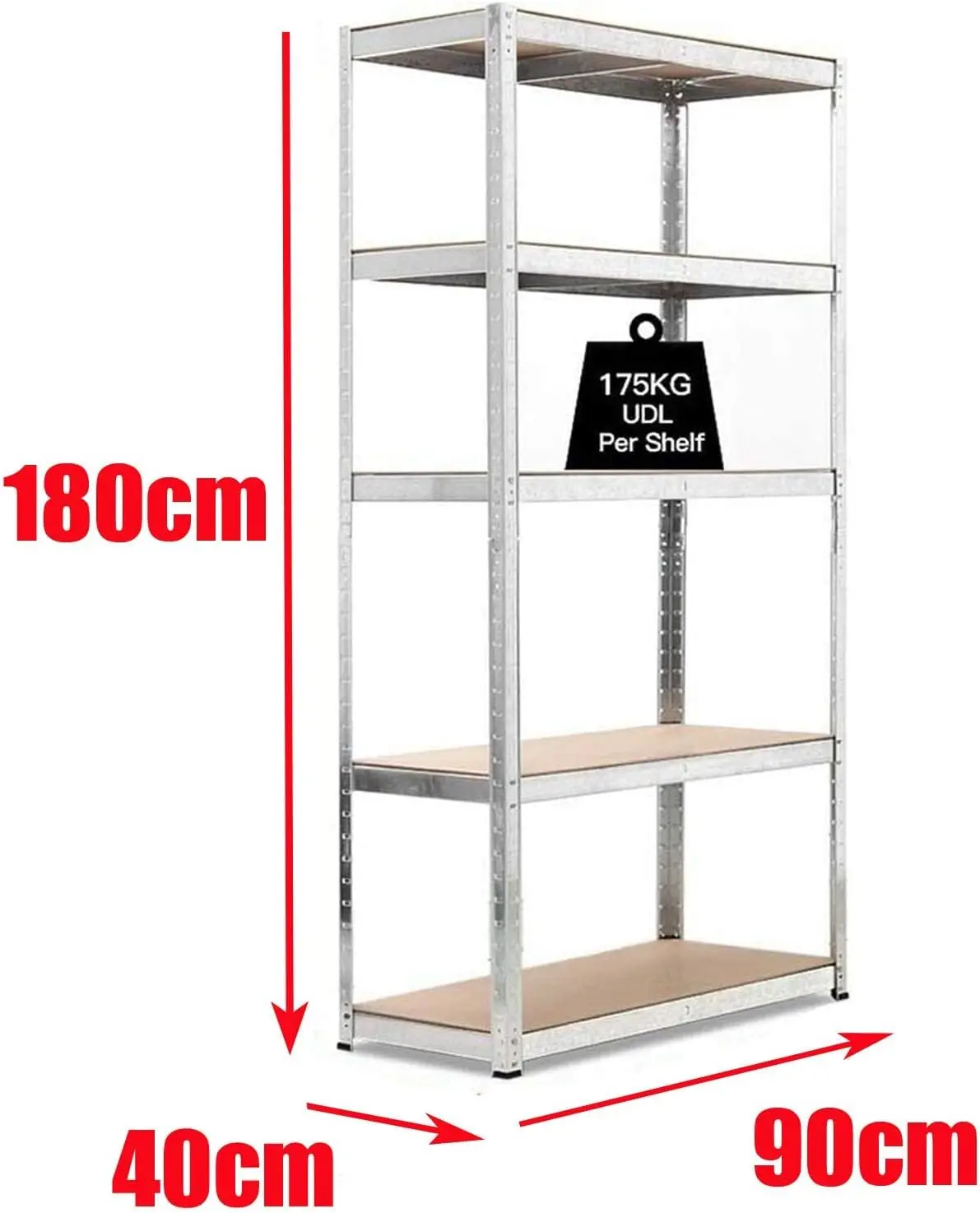 Regale zur Aufbewahrung – Robustes Garagenregal aus Metall, schraubenlos, freistehend, 5-stufige Regaleinheit, 180 x 90 x 40 cm, 875 kg