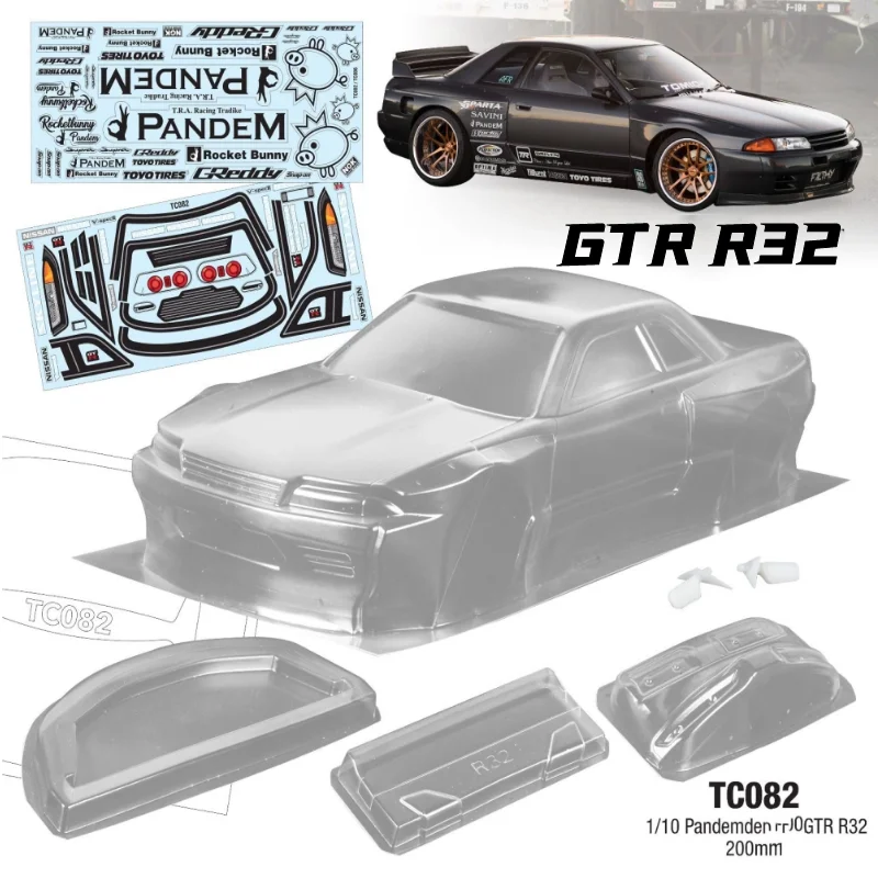 1 Set GTR R32 Skyline BNR32 PC shell Wide Body Transparent Clean no paint 200mm width 260mm wheelbase For 1/10 rc on-road dirft