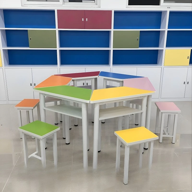 Student desks and chairs, spliced hexagonal tables, fan-shaped combination tables, long activity tables