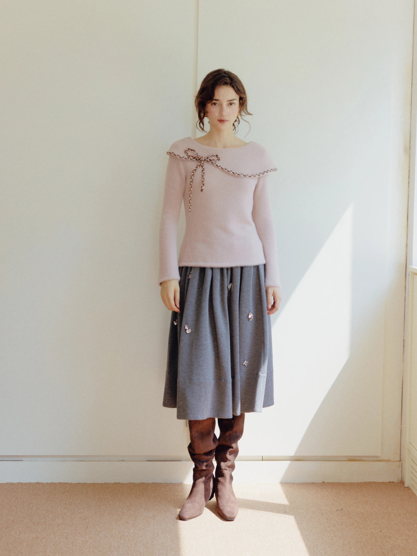 

Женский топ Te by FrigidOrg, новинка зимы 2025, с волнистым воротником, утолщенный, с длинными рукавами, из нейлона с эффектом флиса