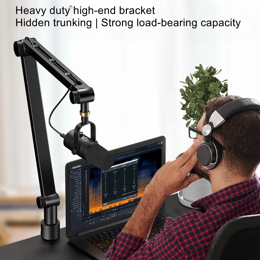 Microphone stand, mobile phone, computer, live streaming, video recording, desktop universal cable, hidden cantilever stand