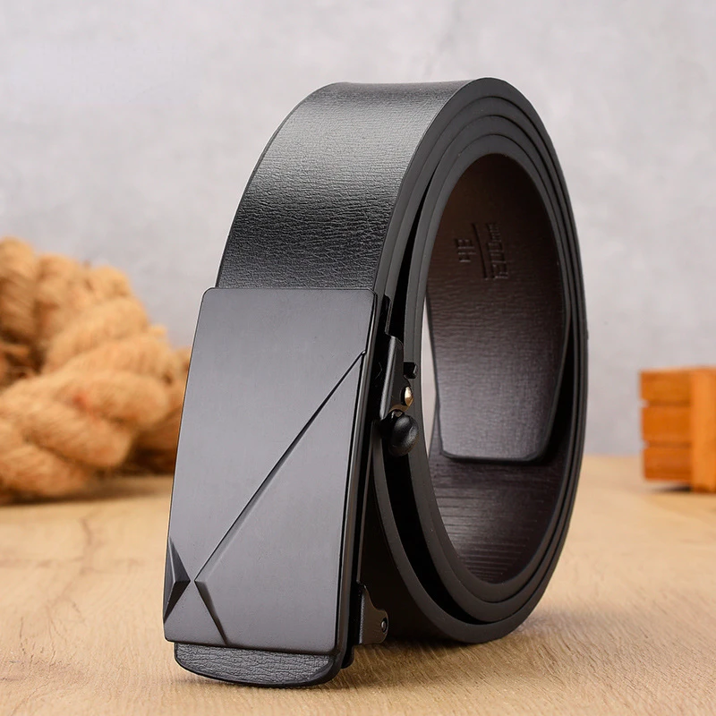

Classic Men's Belt Automatic Buckle Pu Leather Smooth Buckle Business Belt Suit Leisure Accessories New Models