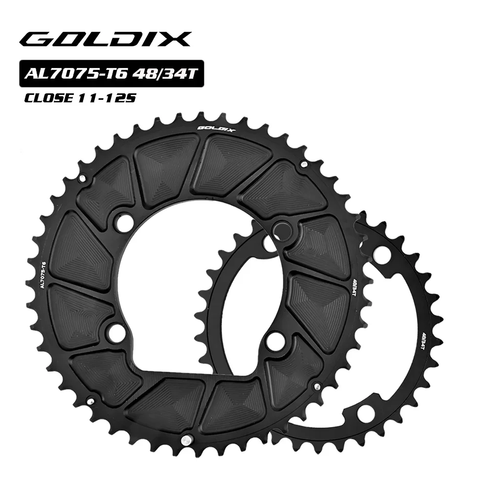 GOLDIX 110BCD 2X AERO Double Chainring 48/34T 50/34T 52/36T 53/39T for R9200 R8100 R7100 11S 12S 4-Bolt Road Bike Sprocket image 3