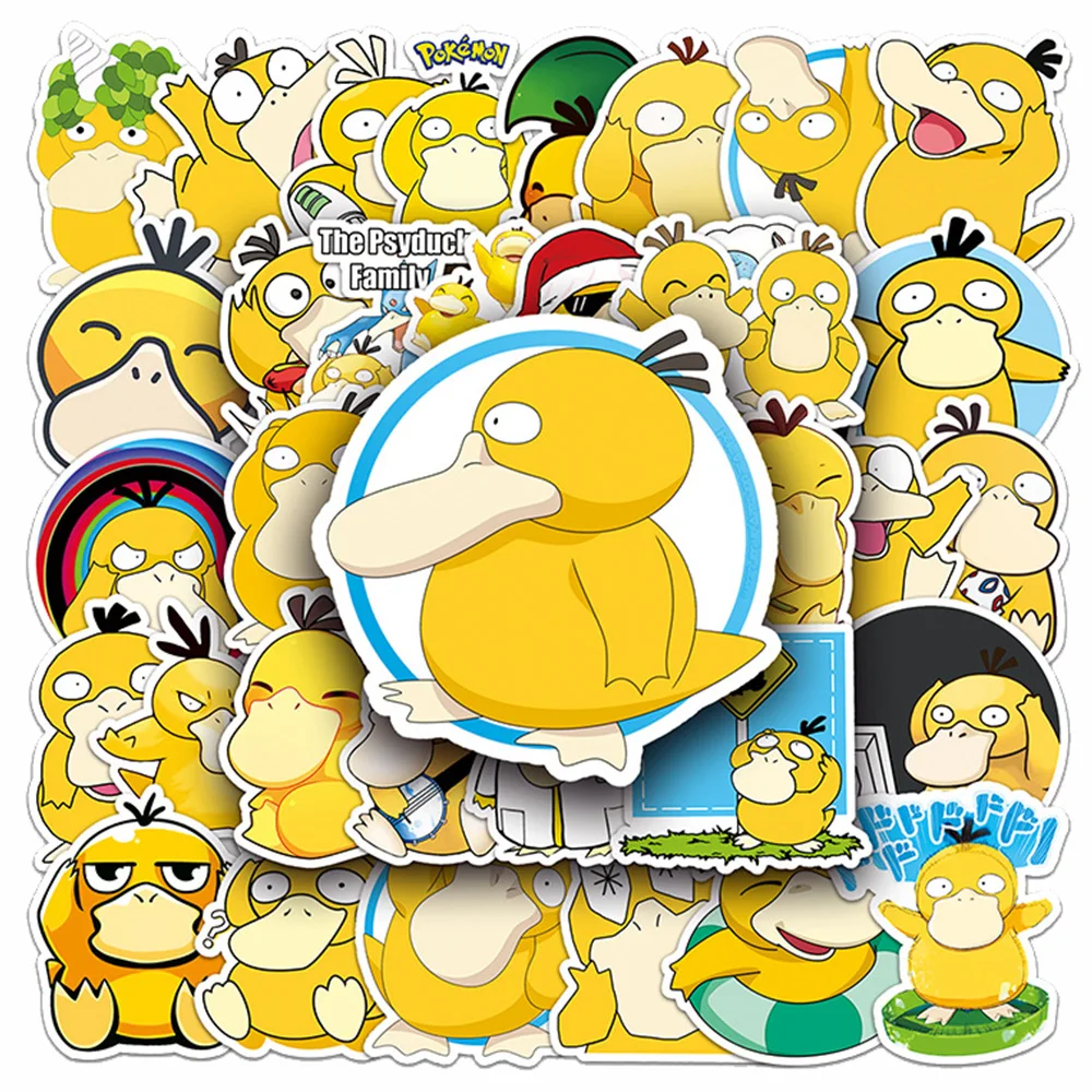 10/30/50pcs Kawaii Anime Pokemon Psyduck Stickers Cute Cartoon Graffiti Decal DIY Phone Water Bottle Laptop Sticker for Kids Toy