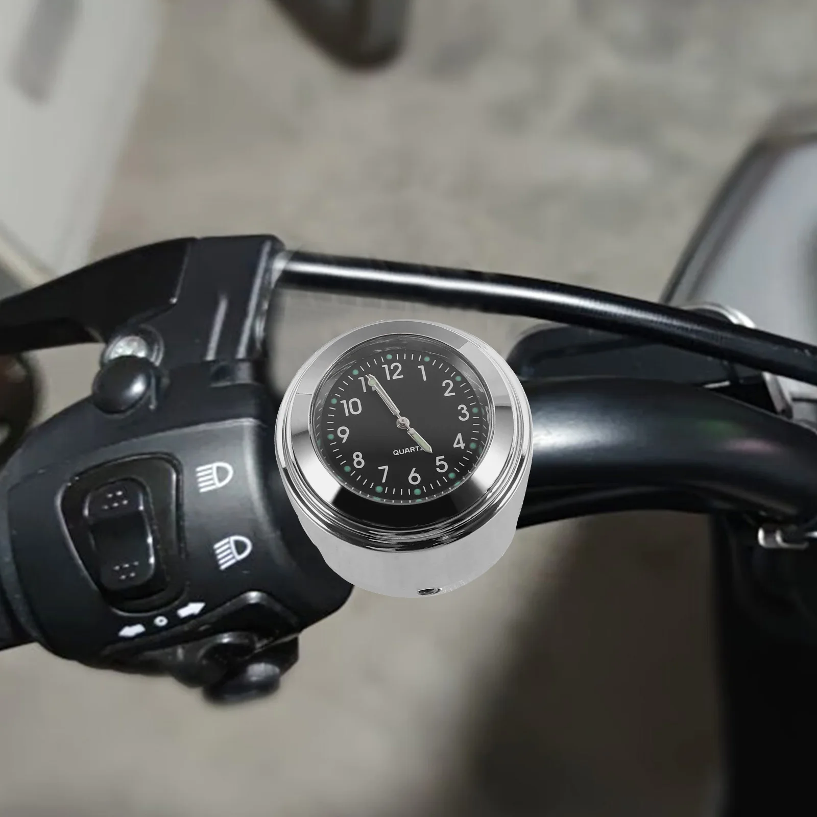 

1 set Motorcycle Clock Temperature Gauge Aluminum Handlebar Mount Dustproof Round Watch For Bike Car Universal Small Metal