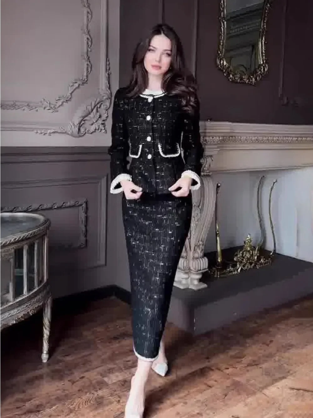 أنيقة 2 قطعة مجموعة الخريف النساء بلايز تنورة سترة شارع العليا العربية رداء طويل المغرب الزي دعوى 2026 دبي مكتب سيدة أبلى