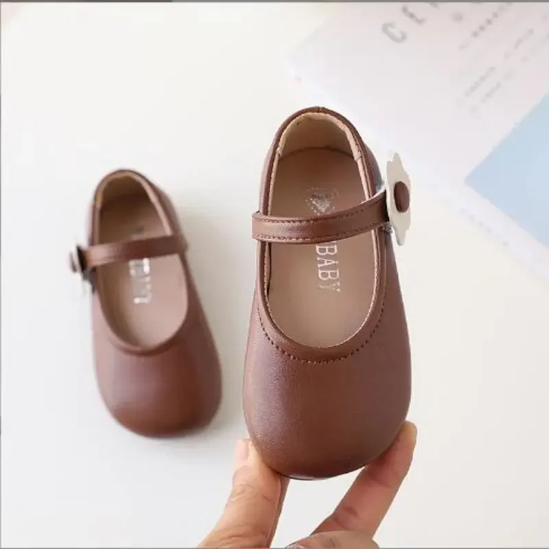 

2025 Autumn New 3 Color Genuine Leather Little Girl Sweet Flower Princess Shoes Korean Version Of Fashion Girls Shoes Size 21-33