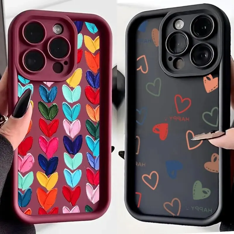 حافظة ملونة على شكل قلب الحب لهاتف Xiaomi MI 14T Pro 13 12 11 Lite 5G NE 12T 13T 14 POCO X6 X5 X3 F5 Pro F3 GT F4 M3 M6 Pro
