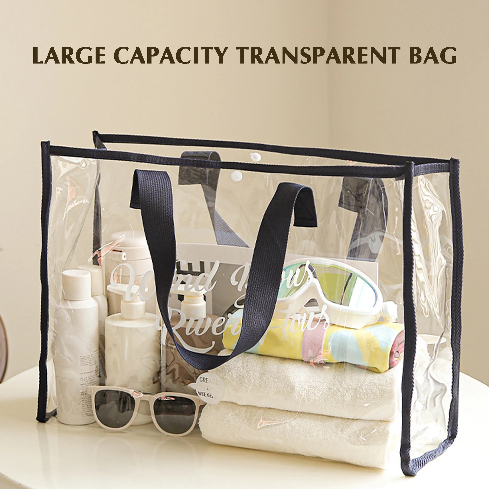 Square Large Capacity Handbag Durable Lightweight Storage Bag for Daily or Travel Storage of Cosmetics