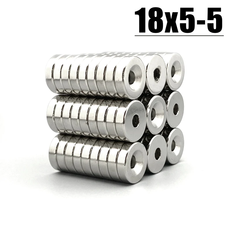 10/20/50/100Pcs 18x5-5 NdFeB Magnet 18x5 Hole 5 N35 disc Countersunk Rare earth permanent 18*5-5 Neodymium magnets Hook Tool